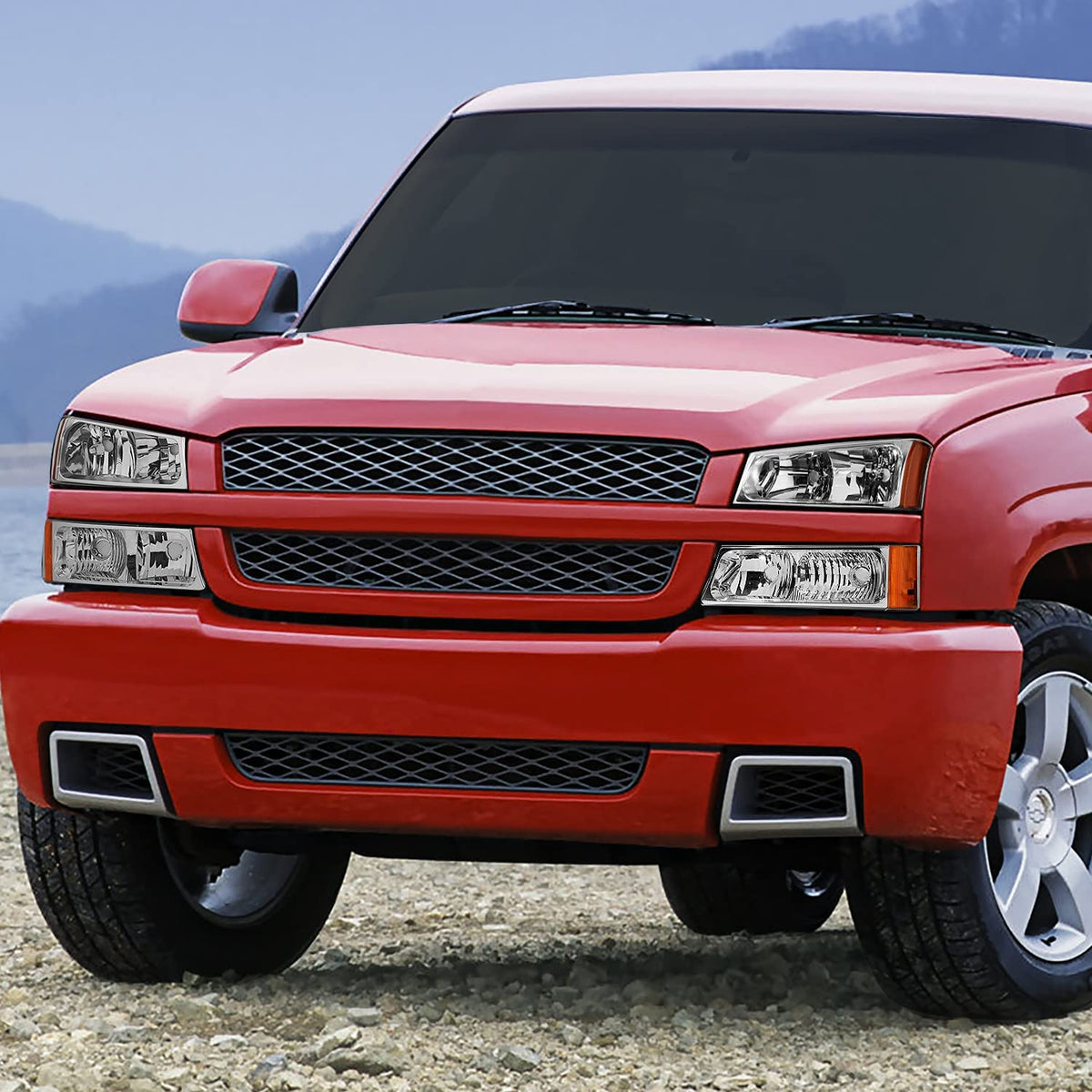 Dna Motoring Hlohcs034pcham Chrome Amber Headlights Compatible With 2003-2006 Chevy Silveradoavalanche