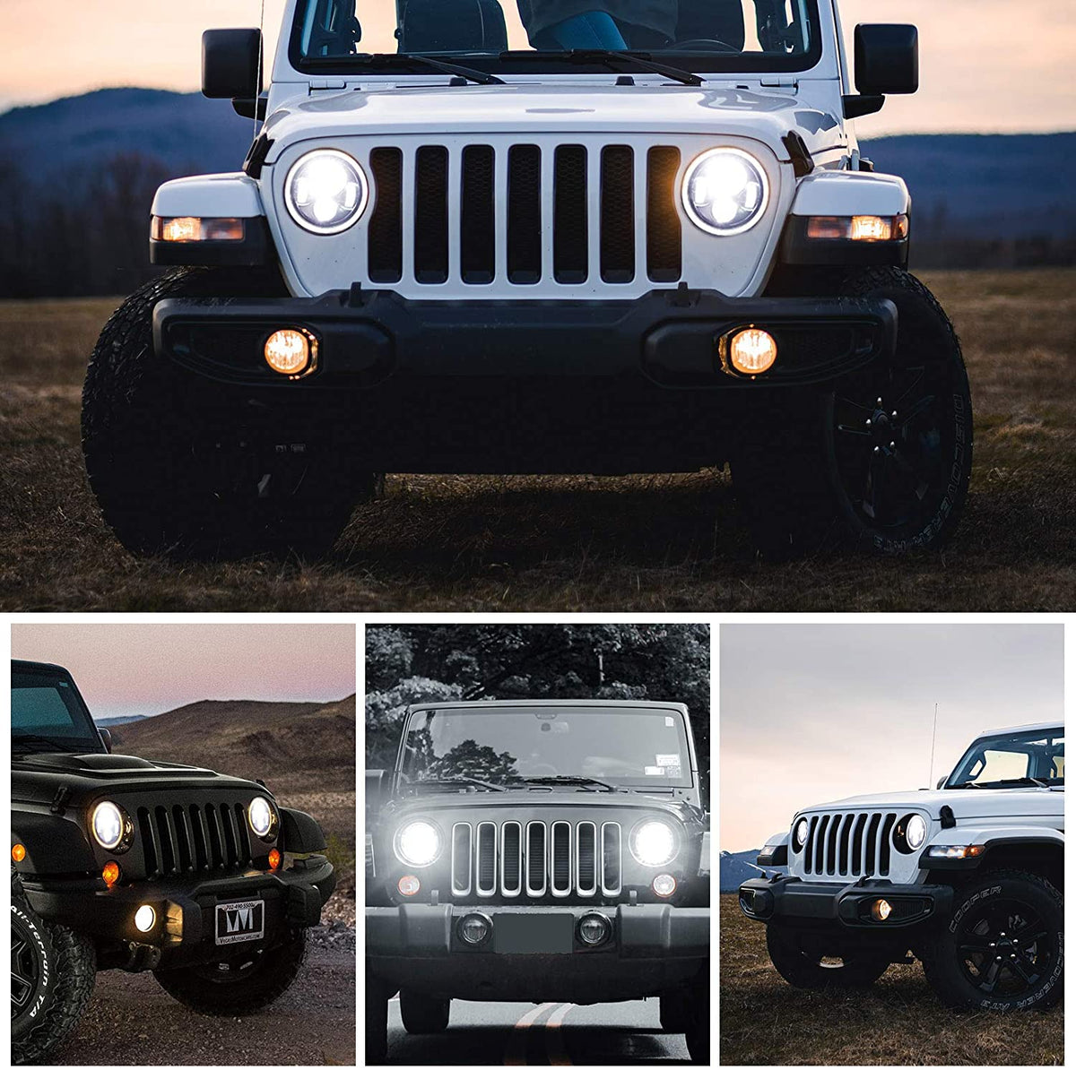 7" Round LED Headlights (H6024) – Jeep Wrangler JK/TJ/LJ/CJ & Hummer H1/H2, Black, Pair