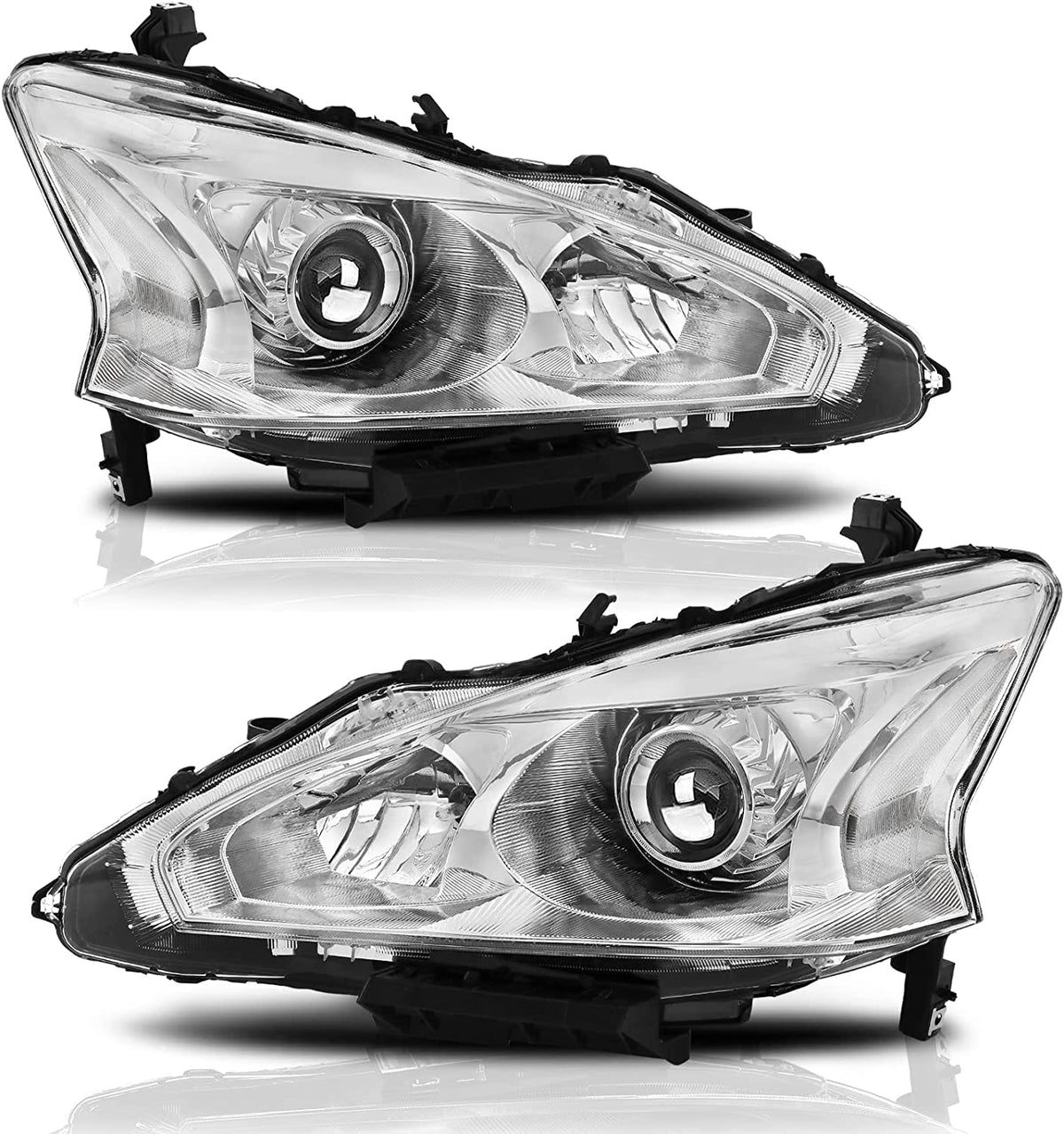 Alziria Headlight Assembly Compatible With 2013-2015 Nissan Altima Sslsv Only Fit 4door Chrome Housing Amber Reflector