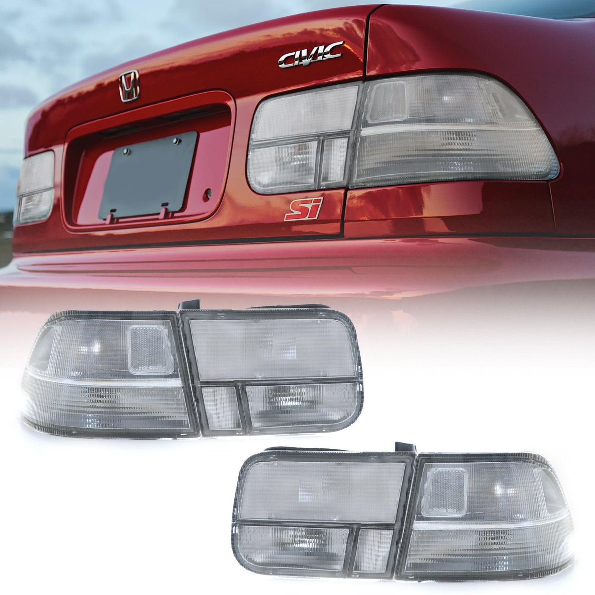 1996–2000 Honda Civic Coupe (EK) JDM Clear Tail Lights – 4-Piece