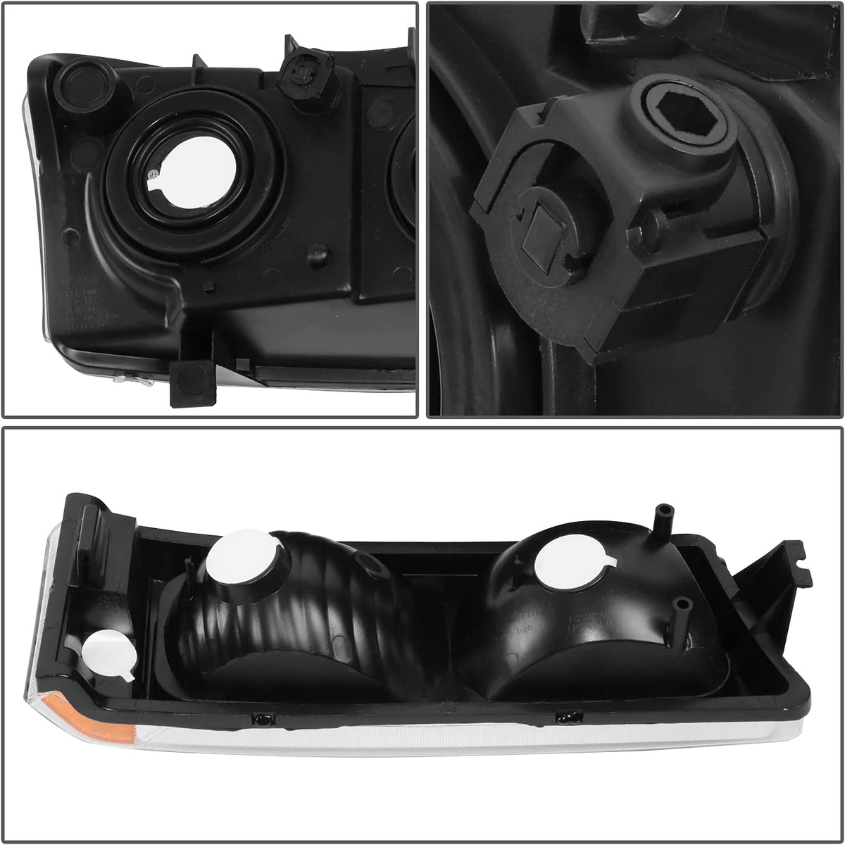 Dna Motoring Hlohcs034pcham Chrome Amber Headlights Compatible With 2003-2006 Chevy Silveradoavalanche
