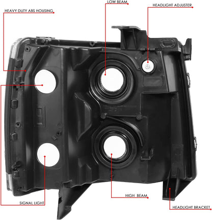 2007-2013 Chevrolet Silverado Headlights – Black or Smoked Housing, Pair