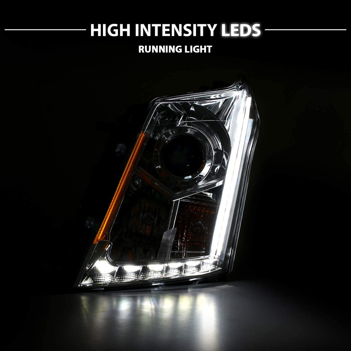 Amerilite Chrome Projector Replacement Headlights LED Boards For 2010-2016 Cadillac Srx Version Only Passenger And Driver Side