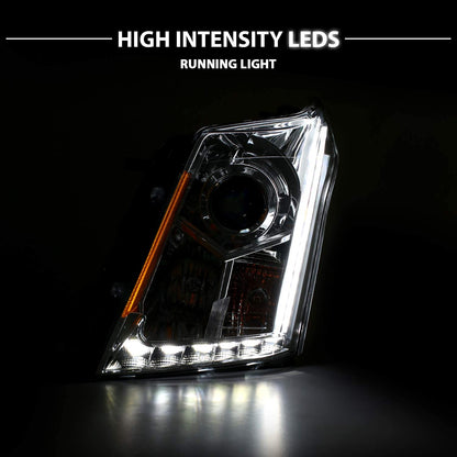 Amerilite Chrome Projector Replacement Headlights LED Boards For 2010-2016 Cadillac Srx Version Only Passenger And Driver Side