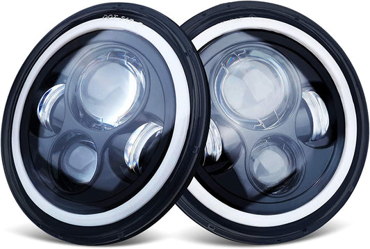7" Round LED Headlights (H6024) – Jeep Wrangler JK/TJ/LJ/CJ & Hummer H1/H2, Black, Pair