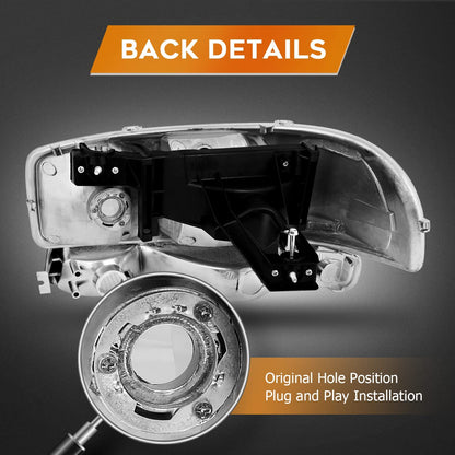 Lbrst Headlight Assembly For Gmc Sierra 1500 1999-2006 Classic 2007 2500 1999-2004 Chrome Housing Reflector Clear Lens Driver And Passenger Side Headlamp