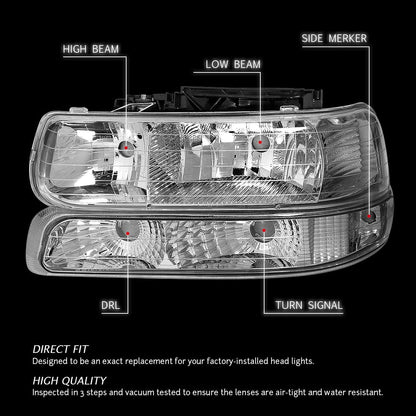 1999-2002 Chevrolet Silverado / 2000-2006 Tahoe & Suburban 4-Piece Headlight & Bumper Light Set