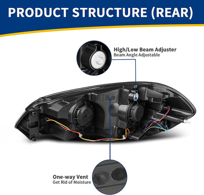 Autosaver88 Headlight Assembly Compatible With 2006-2013 Chevy Impala 06 07 Monte Carlo Replacement Headlamp Driving Light Chrome Housing Amber Reflector Clear Lens 25958359 25958360 A Black Smoke Oe
