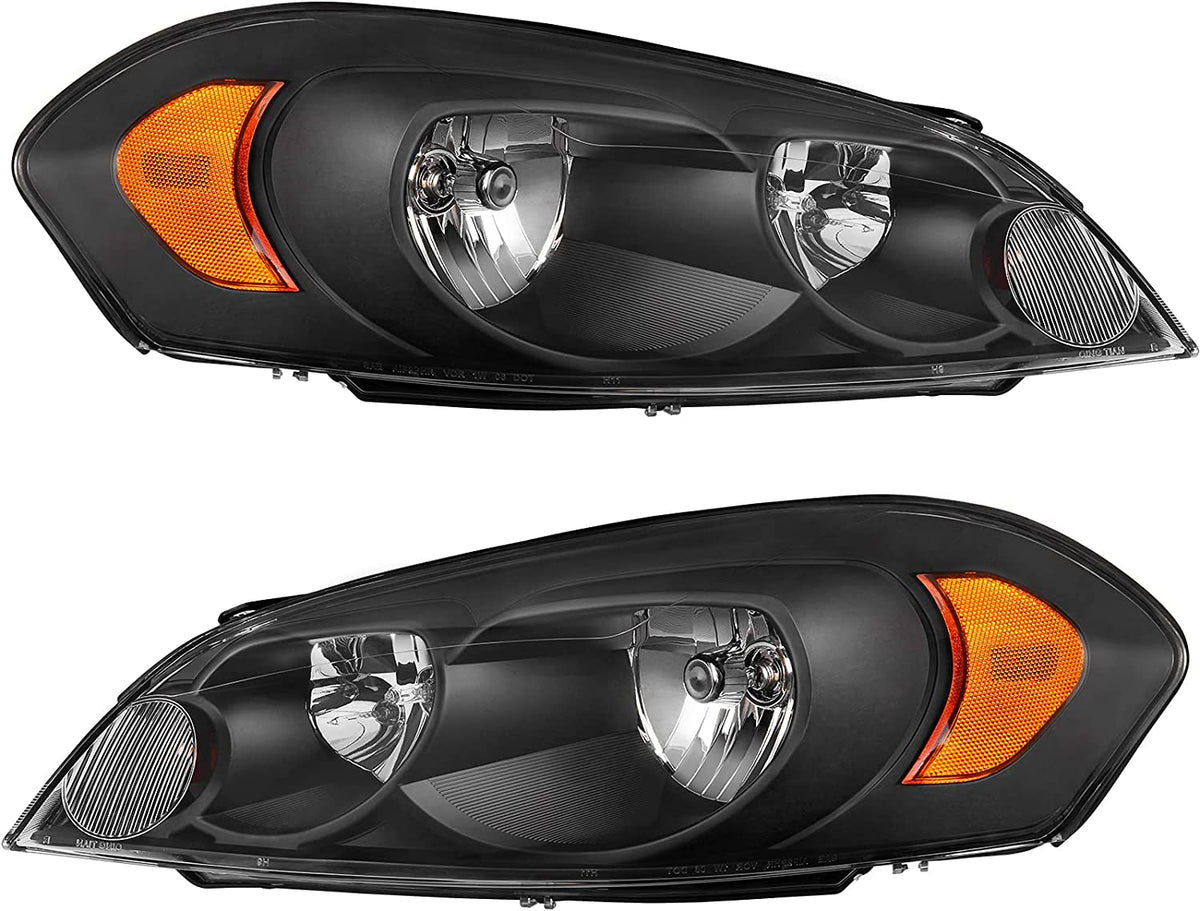 Autosaver88 Headlight Assembly Compatible With 2006-2013 Chevy Impala 06 07 Monte Carlo Replacement Headlamp Black Housing Amber Reflector Clear Lens A Oe