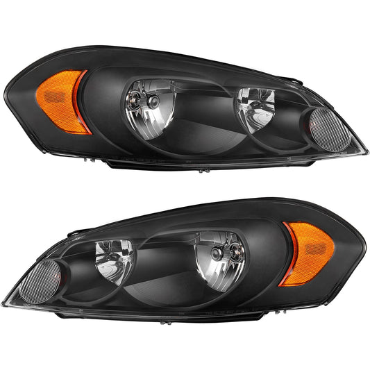 Autosaver88 Headlight Assembly Compatible With 2006-2013 Chevy Impala 06 07 Monte Carlo Replacement Headlamp Black Housing Amber Reflector Clear Lens A Oe
