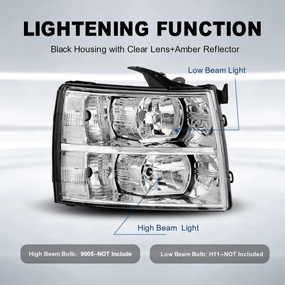 2003-2006 Chevy Silverado & Avalanche Headlight & Bumper Light Assembly Set