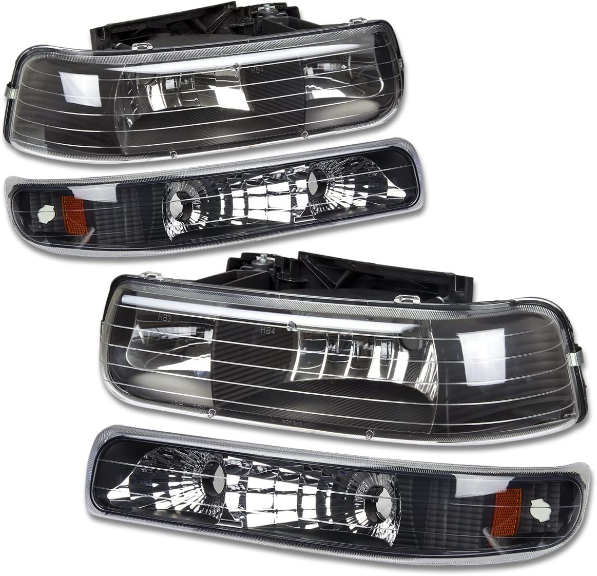 1999-2002 Chevrolet Silverado / 2000-2006 Tahoe & Suburban 4-Piece Headlight & Bumper Light Set