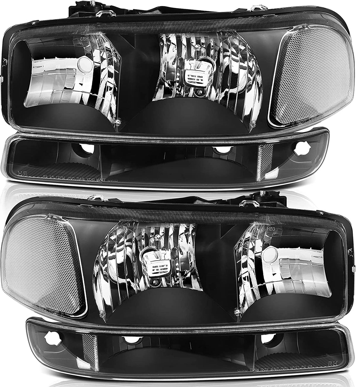1999–2006 GMC Sierra 1500 / 2007 Classic Headlights – Black Housing, Clear Lens