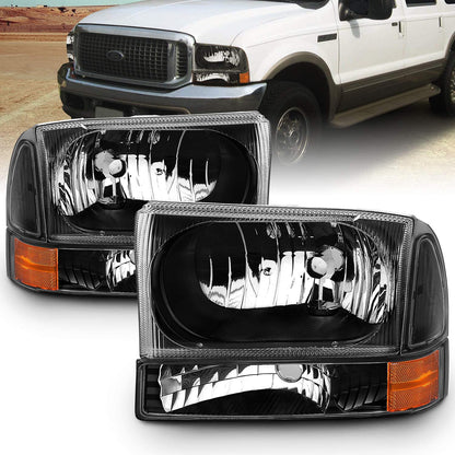 1999-2004 Ford Super Duty F250 / F350 / F450 / F550 & Excursion Headlight & Bumper Corner Set