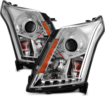 Amerilite Chrome Projector Replacement Headlights LED Boards For 2010-2016 Cadillac Srx Version Only Passenger And Driver Side