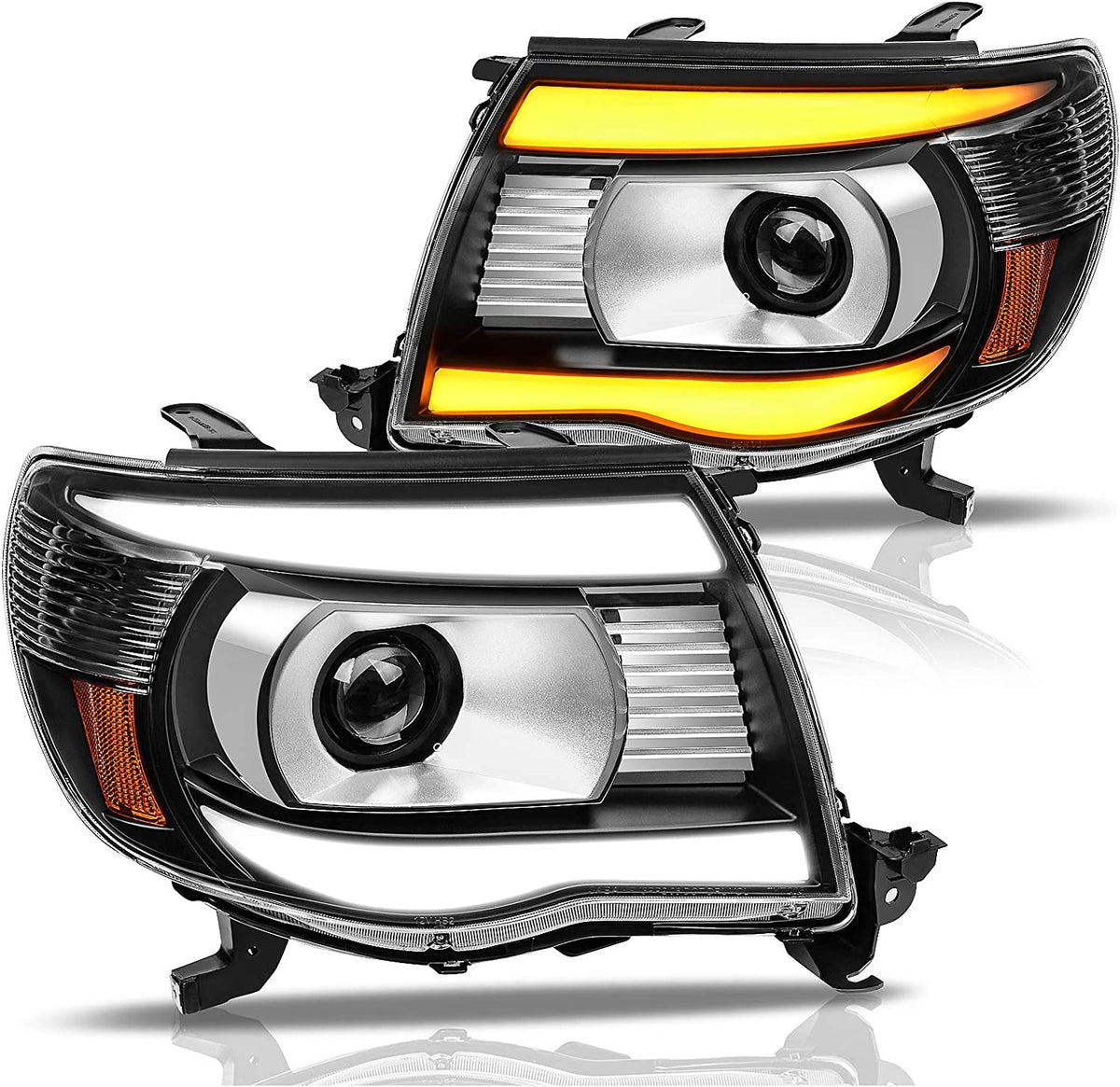 2005-2011 Toyota Tacoma Headlights – Pair, Chrome or Black Housing