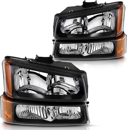 Dwvo Headlight Assembly Compatible With Chevy Silverado Avalanche 1500 2500 3500 Black Clear Housing