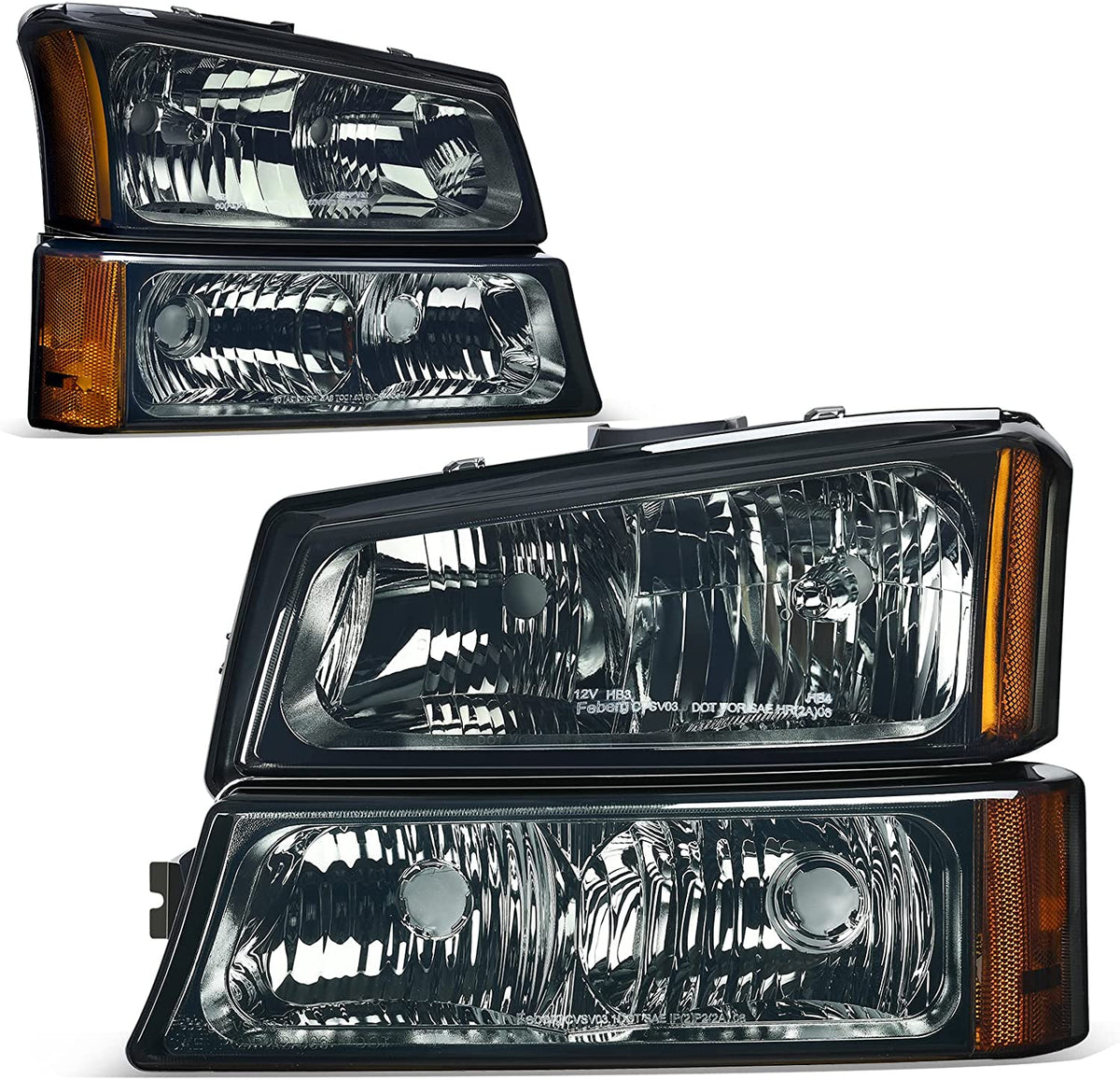 2003-2006 Chevrolet Silverado 1500 / 2500 / 3500 & Avalanche 4-Piece Headlight & Bumper Light Set