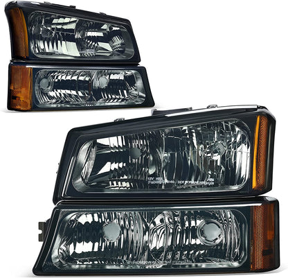 2003-2006 Chevrolet Silverado 1500 / 2500 / 3500 & Avalanche 4-Piece Headlight & Bumper Light Set