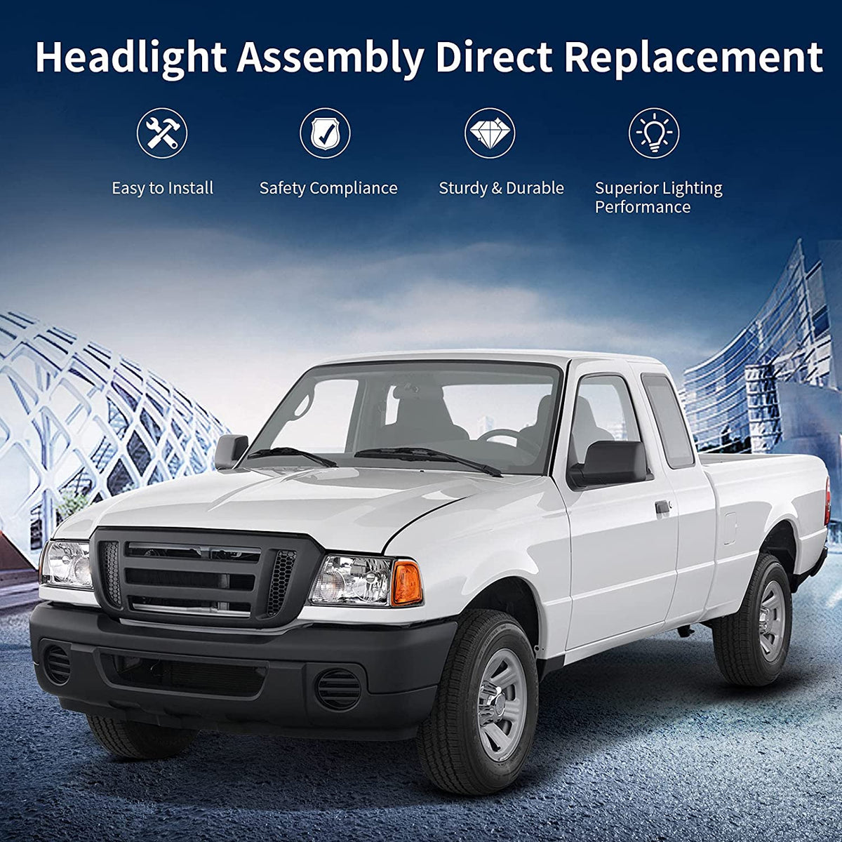 2001-2011 Ford Ranger LED DRL Headlights – Pair