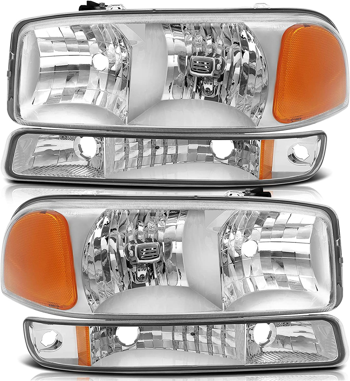 1999–2006 GMC Sierra 1500 / 2007 Classic Headlights – Black Housing, Clear Lens
