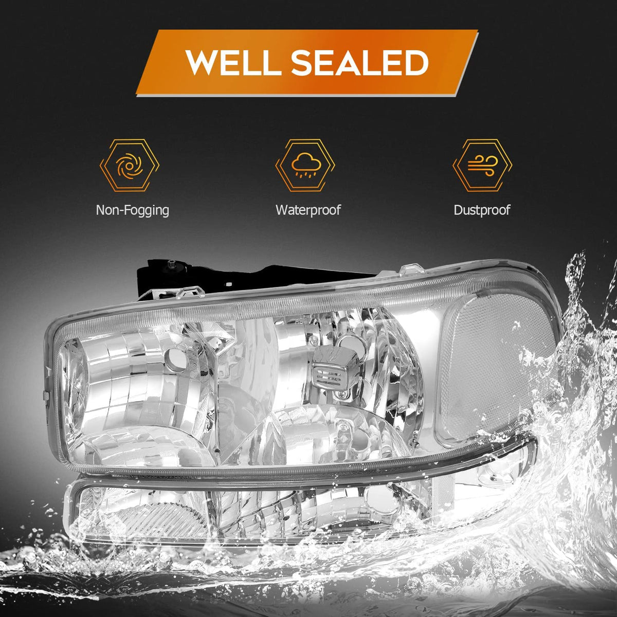 Lbrst Headlight Assembly For Gmc Sierra 1500 1999-2006 Classic 2007 2500 1999-2004 Chrome Housing Reflector Clear Lens Driver And Passenger Side Headlamp