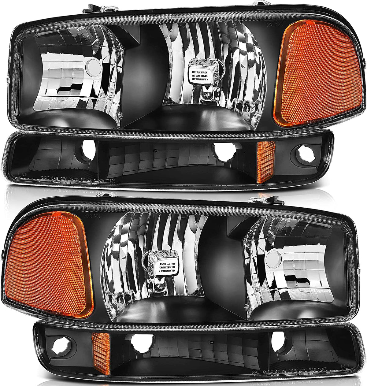 1999–2006 GMC Sierra 1500 / 2007 Classic Headlights – Black Housing, Clear Lens