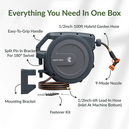 Retractable Garden Hose Reel-1/2in-100ft