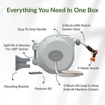 Retractable Garden Hose Reel-5/8 in-65ft