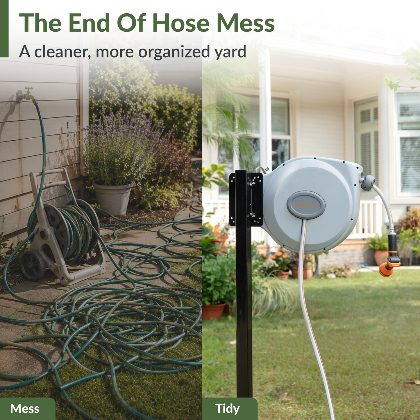 Retractable Garden Hose Reel-5/8 in-65ft