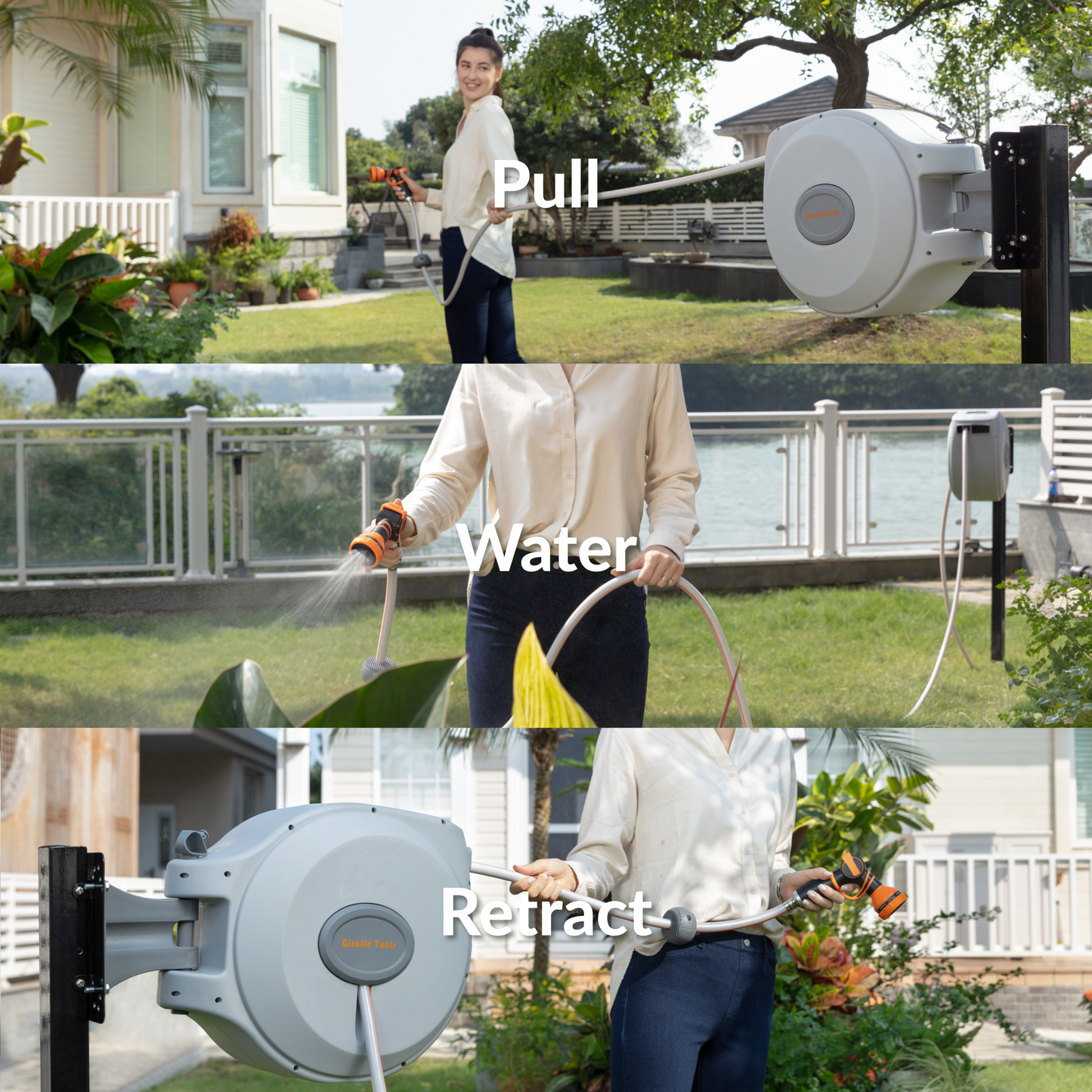 Retractable Garden Hose Reel-5/8 in-65ft