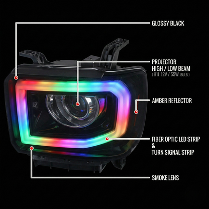 NTXGlow RGB headlights (14 - 19 GMC Sierra 1500 / 2500 / 3500)