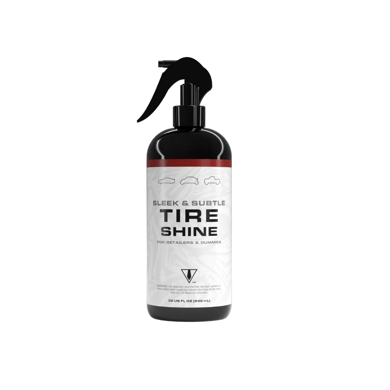 BLK TIE Sleek and Subtle satin finish tire shine dressing bottle