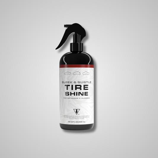 BLK TIE Sleek and Subtle satin finish tire shine dressing bottle
