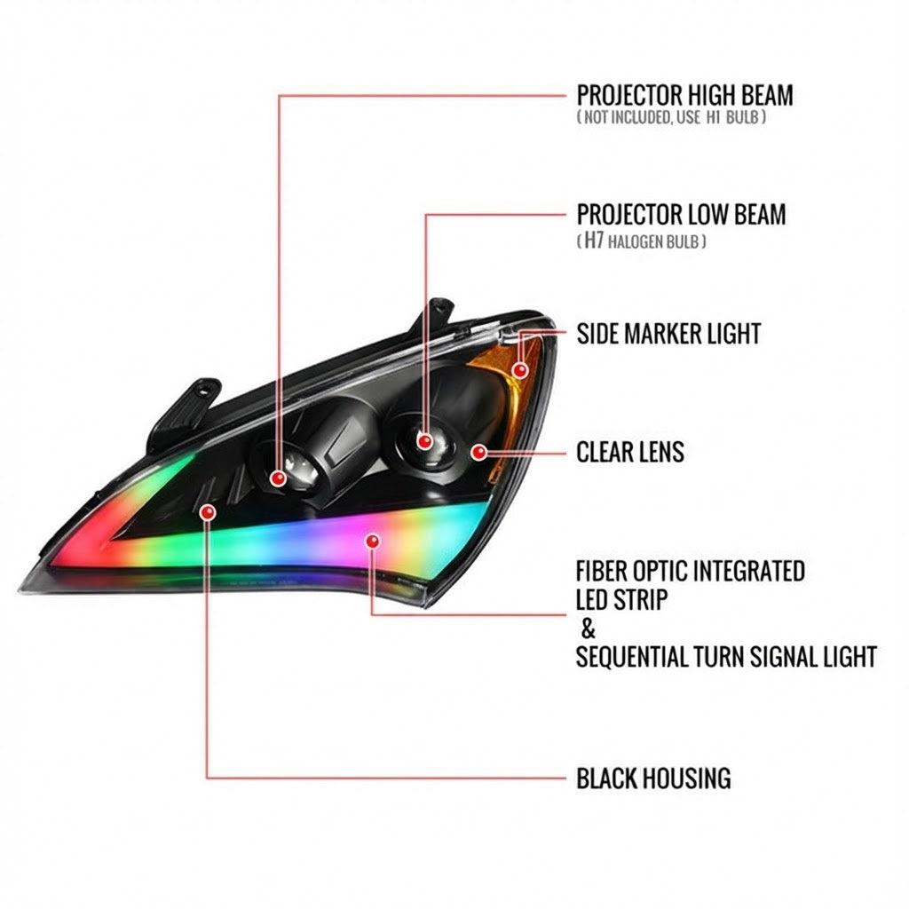 NTXGlow RGB Headlights (2009–2012 Hyundai Genesis Coupe BK1)