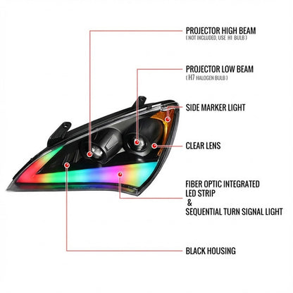 NTXGlow RGB Headlights (2009–2012 Hyundai Genesis Coupe BK1)